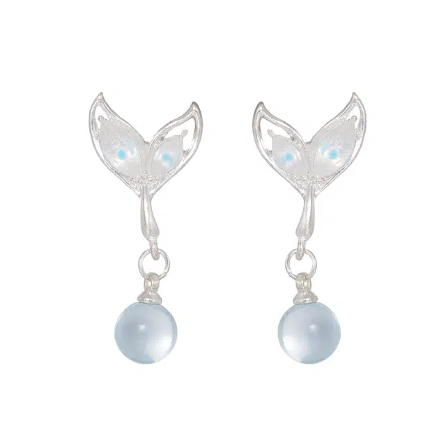 澜耀 人鱼尾迹 法式日韩鱼尾耳饰 少女欧若拉风耳坠 铜合金 耳环 女款