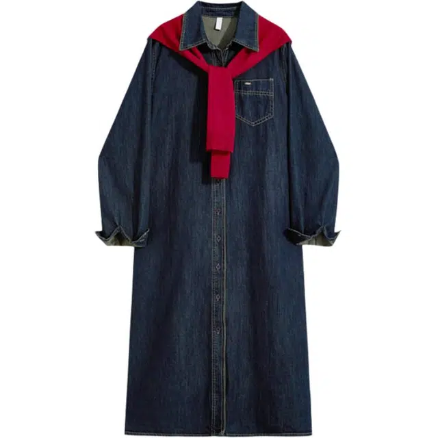 海獭 气质披肩搭配设计感长裙港风复古长袖连衣裙 女款