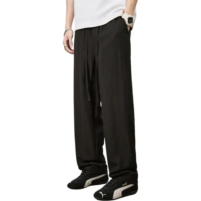 童先森 潮流垂坠感直筒复古拖地裤休闲裤 男款