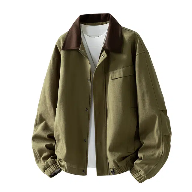 八哥 美式春秋季复古高街风撞色灯芯绒翻领个性时尚百搭宽松防风保暖休闲外套夹克 男女同款