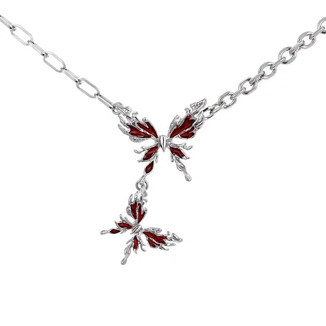 清脆小溪 轻奢 火红玫瑰锁骨链高级感优雅气质冷淡风设计创意 合金 项链 女款