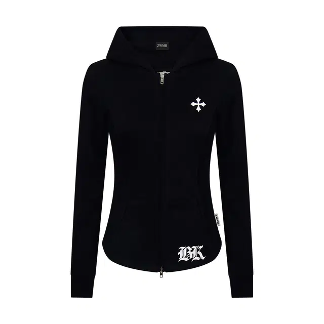 木清清 原创美式复古辣妹连帽修身收腰拉链开衫长袖短款秋外套潮卫衣 女款