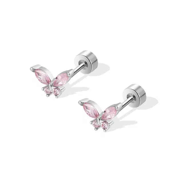 阿葱饰品 璀璨闪耀蝴蝶耳饰 温柔甜美小清新高级感养耳洞 冷淡风森系仙女小巧精致日常通勤百搭恋爱#好运 铜 耳钉 女款