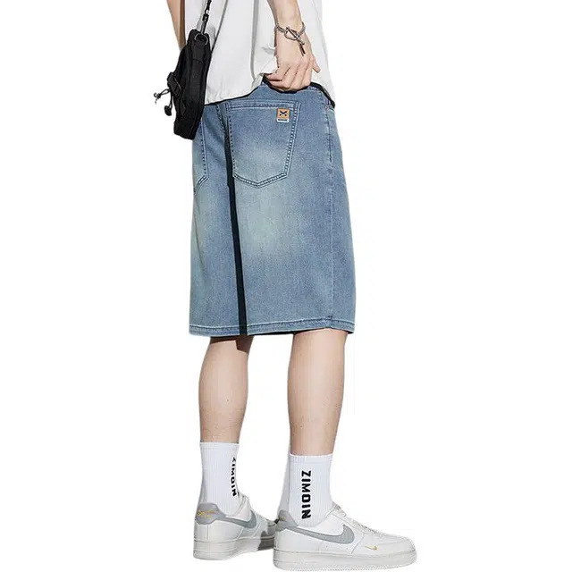 童先森 薄款外穿宽松中腰五分裤牛仔短裤 男款