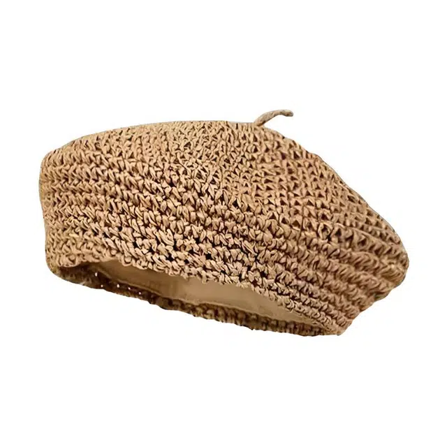 【法式穿搭】 南极人 镂空编织草帽时尚气质画家帽文艺拍照显脸小复古旅游沙滩海边帽子遮阳透气 草编 贝雷帽 女款