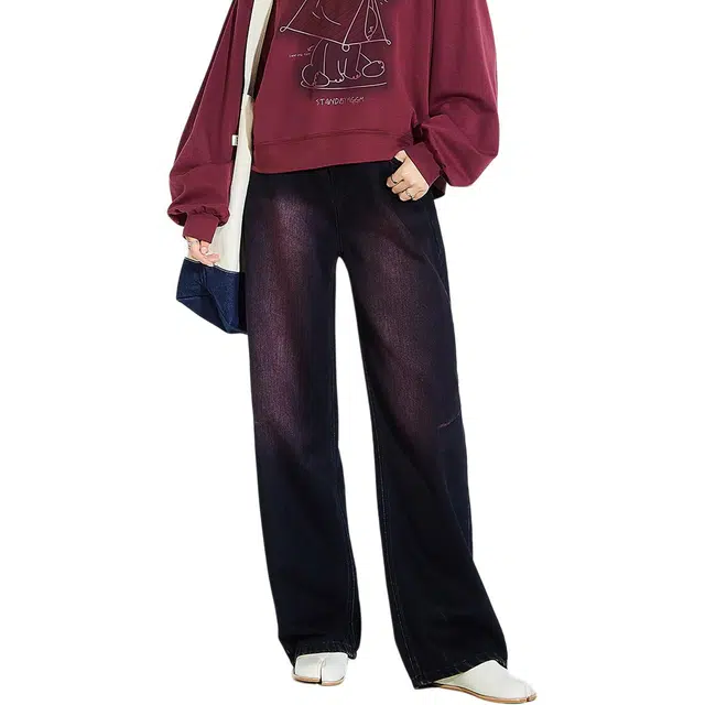 木果果木 夏季 宽松显瘦渐变牛仔裤 宽松 女款