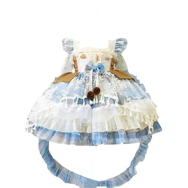 儿童款米囹儿童礼服 蝴蝶结吊带公主中腰