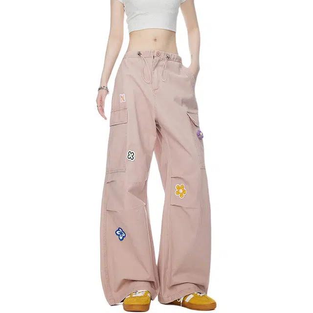 金盾 大码春秋阔腿长裤美式宽松休闲裤 男女同款