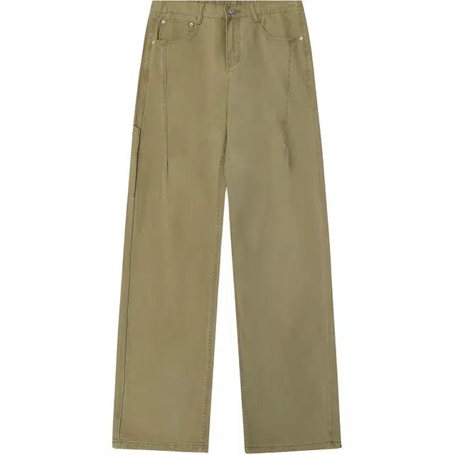 微牛 潮流时尚半松紧纽扣直筒宽松百搭裤休闲裤美式高街水洗褪色牛仔裤 男款