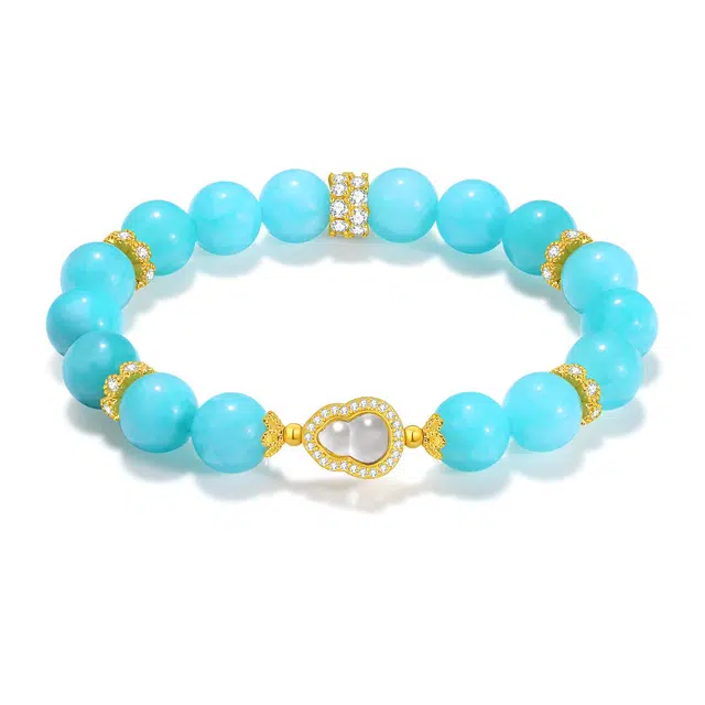 【普陀山官方已过香】 普陀山文创 福禄双全小众设计蓝珠时来运转福泽相伴珠圆玉润高级感显白葫芦手饰#好运 玉髓 手串 男女同款情侣款