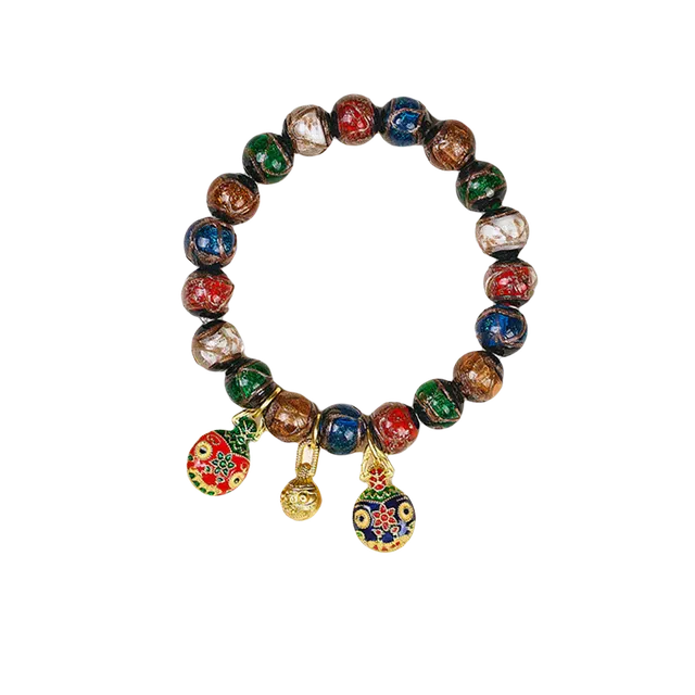 优奕芳 新中式八方来财招财纳福 吉祥如意接泼天富贵 香灰古法花纹 民族风#好运 琉璃 手串 男女同款情侣款