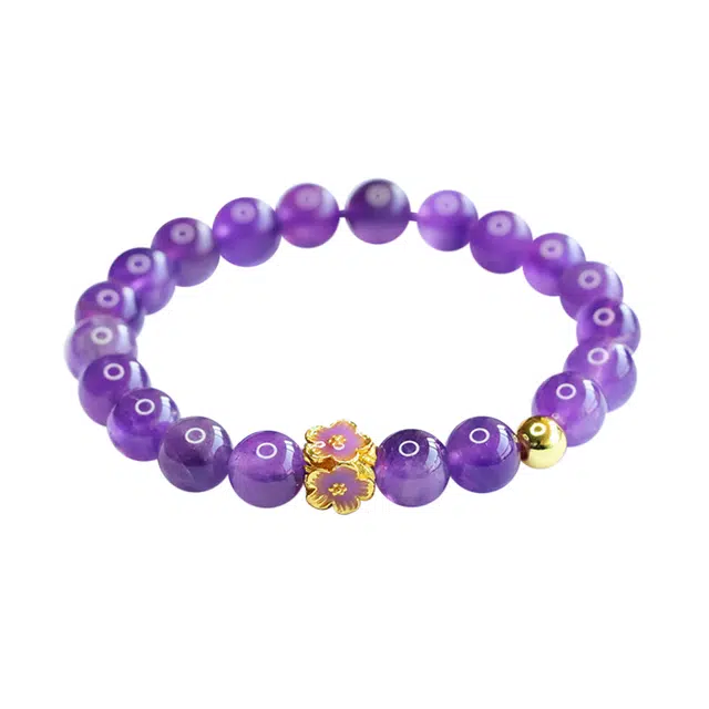 周百福 紫气东来 四季花开 新中式九紫离火改善磁场 极简百搭显白通勤设计#好运天然 紫水晶 手串 男女同款情侣款