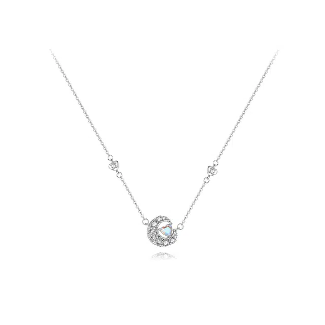 【纯银999】 六桂福珠宝 星月系列 小众设计经典百搭学生日常简约高级感精致轻奢平安约会通勤温柔气质可调节锁骨链#好运 足银 项链 女款