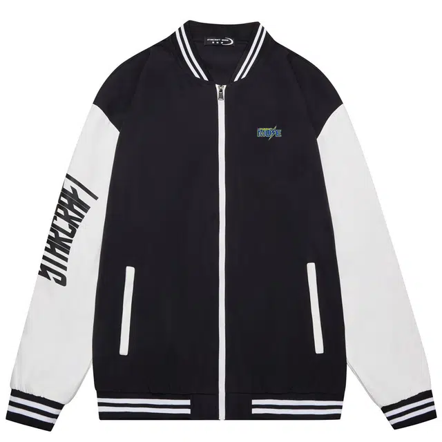 星际者 简约拼接撞色字母印花宽松棒球服 男女同款