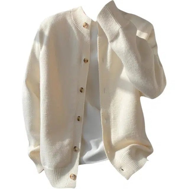 半空山 美式复古高街基础款单排扣百搭老钱开衫简约舒适休闲软糯潮流时尚针织衫 男女同款