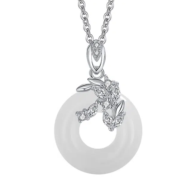 陌阡雪 【岁岁平安】 平安扣 新中式国潮麦穗招财纳福小众简约百搭锁骨 #好运天然 玉髓 项链 女款