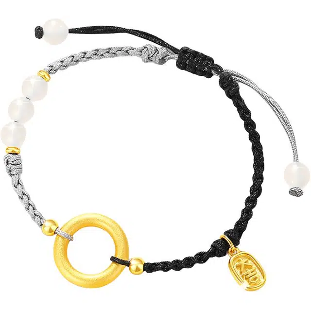 老庙 岁岁平安 平安扣 新中式国潮国风平安纳福转运珠优雅显贵气编织 百搭日常可调节#好运 玛瑙 手绳 男女同款情侣款