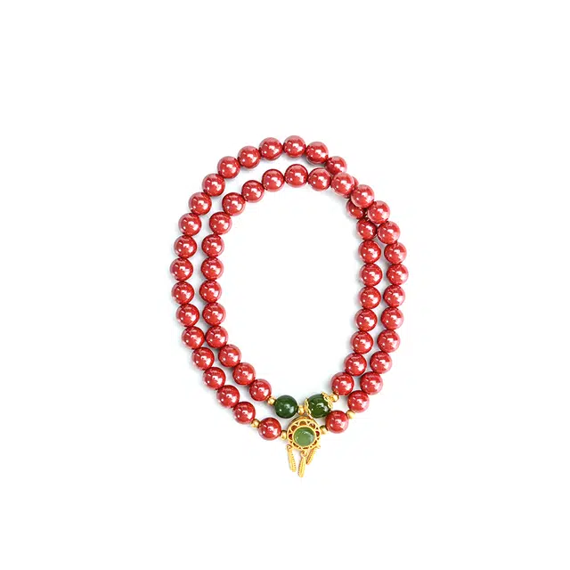 天纵 时来运转转运生辉富贵相随双圈好运满满财源滚滚叠戴 朱砂 手串 女款