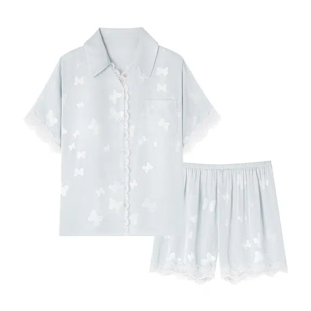 欧诗帛 夏季薄款短袖高级感带胸垫可外穿冰丝凉感学生家居服睡衣套装 女款