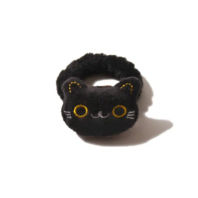 【软萌猫狗日记】 攸委 可爱卡通黑色小猫咪呆萌小狗发圈毛绒创意时尚百搭 锦纶 女生扎发发绳学生闺蜜简约高马尾头饰 女款