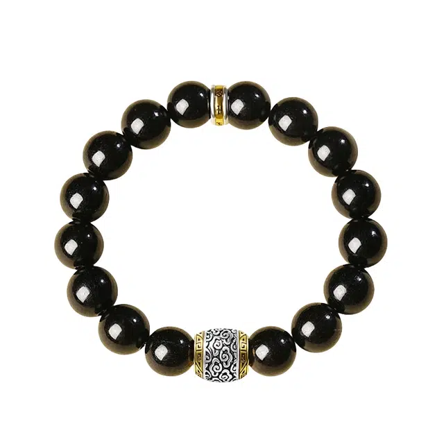 宣华意 中式国潮复古时尚高级檀香冷门文玩单圈 聚财福禄 日进斗金 平安好运 黑檀 手串 男女同款情侣款