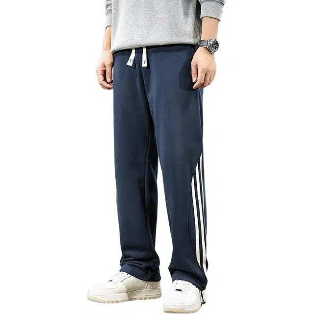 前进牛 美式极简风潮牌学院风户外机能直筒条纹运动裤复古垂感卫裤宽松休闲裤 男女同款