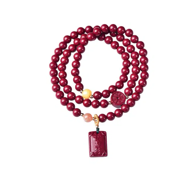茂琼 平安喜乐 精品平安符高含量配珠三圈小众百搭高级感#好运 朱砂 手串 男女同款情侣款