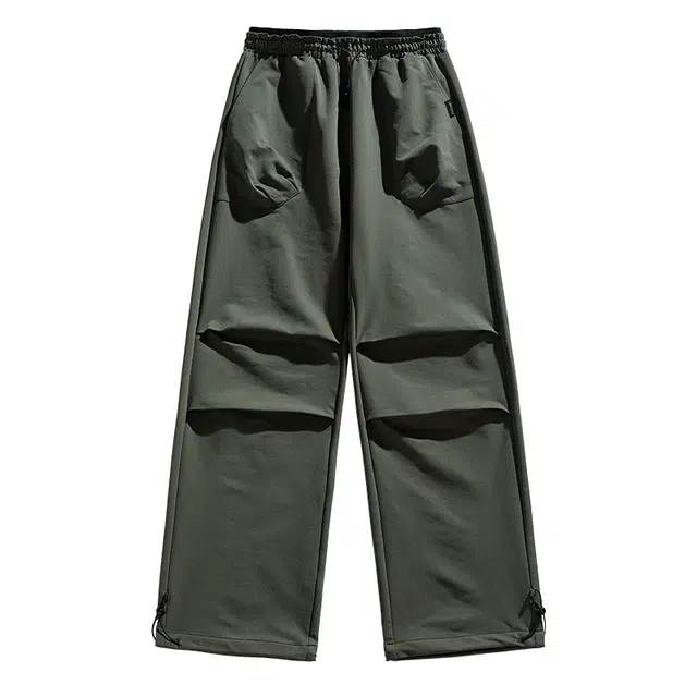 贵人鸟 城市机能系列 简约纯色百搭品牌织标松紧中腰宽松阔腿潮流褶皱直筒休闲裤 男女同款