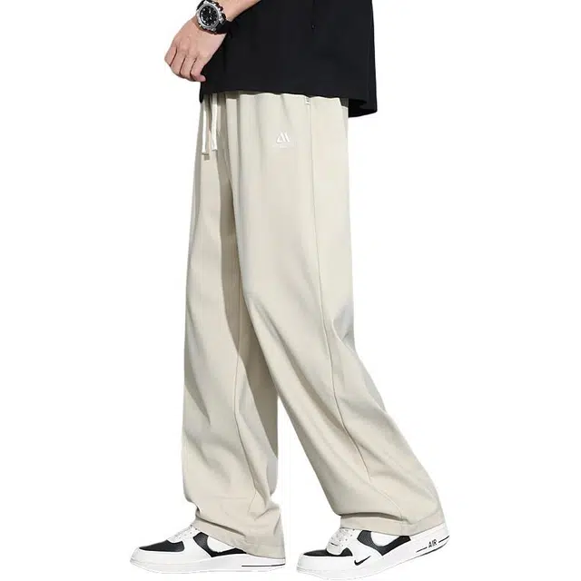 童先森 冰丝薄款弯刀裤宽松直筒中腰休闲裤 男款