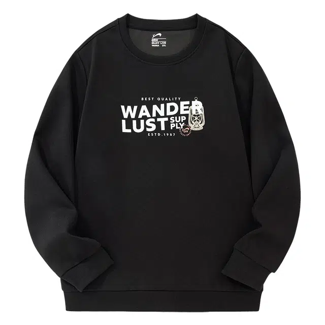 贵人鸟 生活系列 潮流百搭个性字母印花休闲棉质透气宽松针织圆领套头长袖卫衣 男女同款