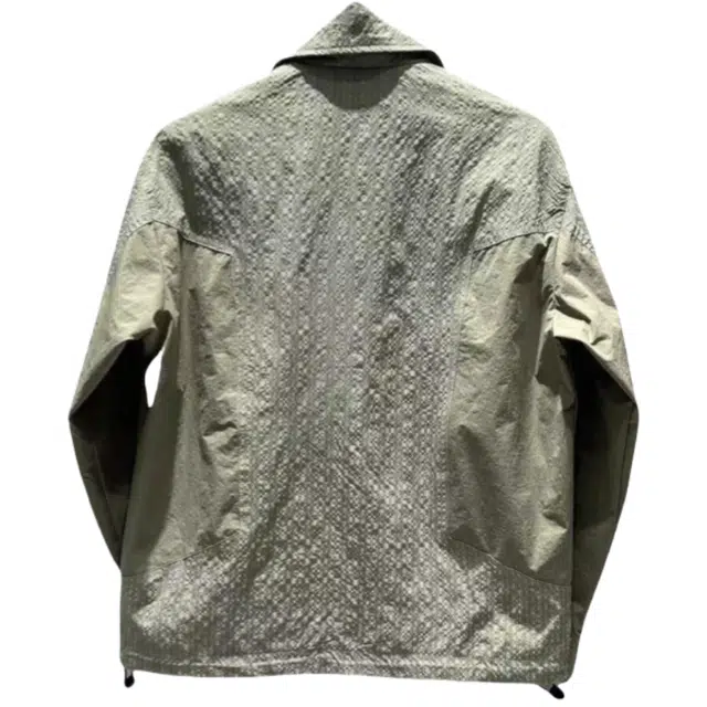 半空山 半空山美式复古高街撞色拼接肌理感高级设计感同色按扣泡泡纱时尚百搭宽松舒适薄款夹克 男女同款