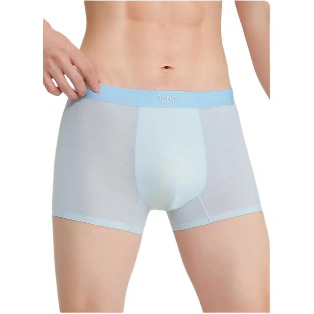 三福 柔软透气薄款纯色简约平角裤中腰内裤 男款