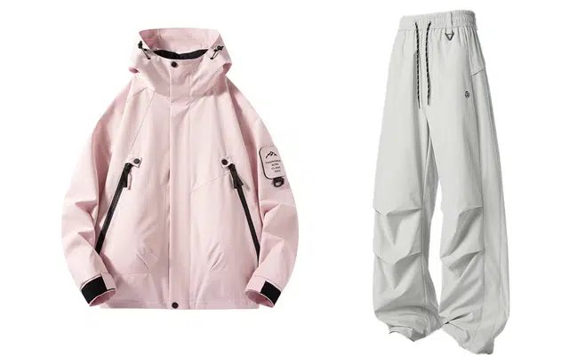 春秋季户外休闲夹克连帽外套早秋美式复古个性直筒裤裤小众设计感伞兵裤  冲锋衣裤套装  男女同款