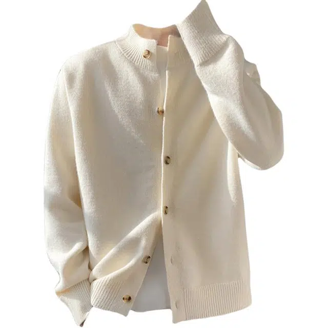 半空山 美式复古高街基础款单排扣百搭老钱开衫简约舒适休闲软糯潮流时尚针织衫 男女同款