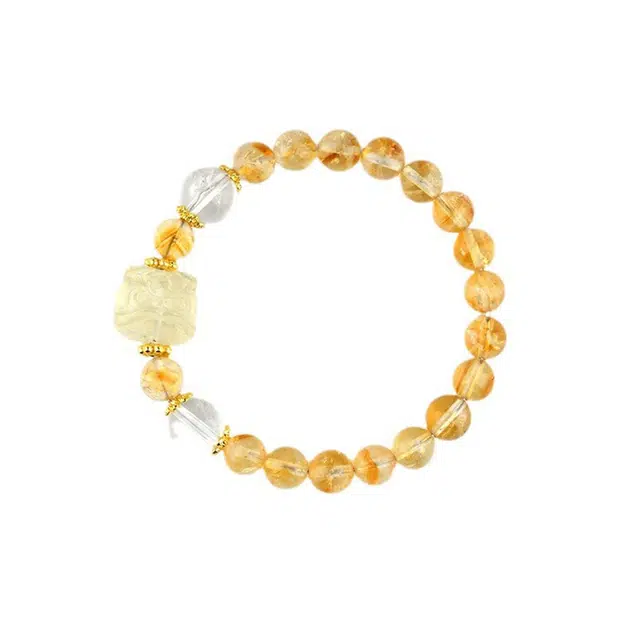 金桂福 【财运滚滚丨祥瑞守护】新中式国潮简约高级感 日常通勤气质百搭 转运 招财 招桃花 上岸#好运天然 黄水晶 手串 男女同款情侣款