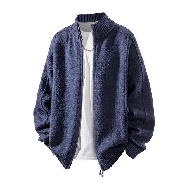 美式慵懒风高级感情侣款春秋针织开衫外套毛衣 男女同款