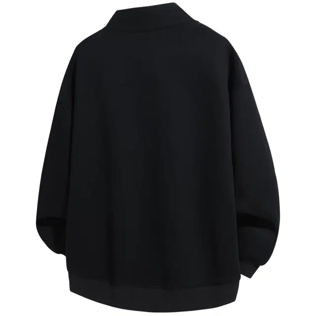 吾皇猫 原创美式复古高街简约基础款学院风立领外套潮流潮牌休闲宽松上衣时尚百搭舒适透气痞帅夹克 男女同款