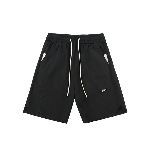 童先森 薄款透气速干运动中裤宽松直筒五分休闲短裤 男款