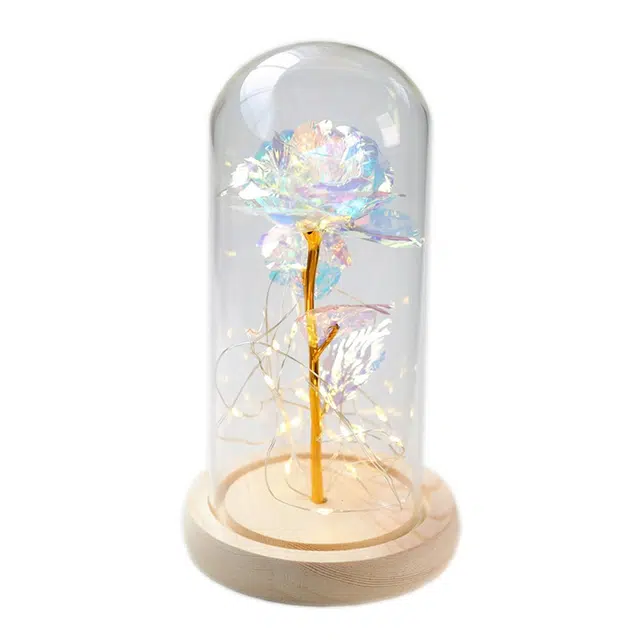 一点潮玩 七彩玫瑰花 炫彩发光唯美 成品模型