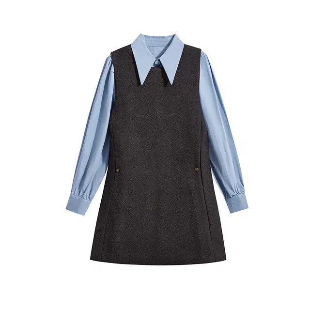 海獭 别致翻领英伦风衬衫套装两件套 女款