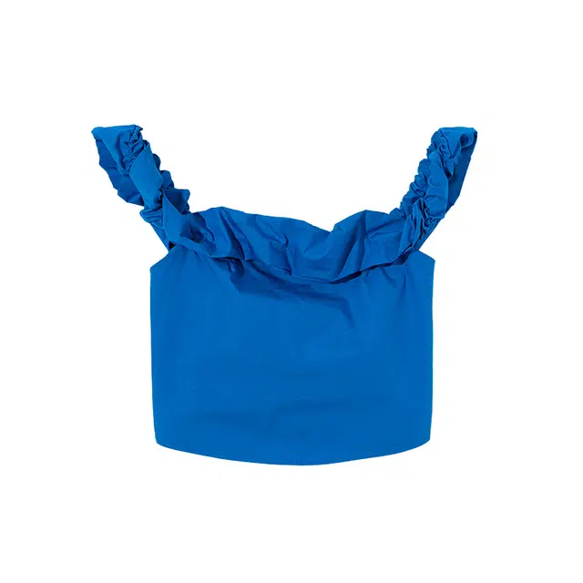 区区欧阳 【超有品的韩风小姐姐】唯美轻盈一字肩褶皱简约无袖修身上衣小衫 女款