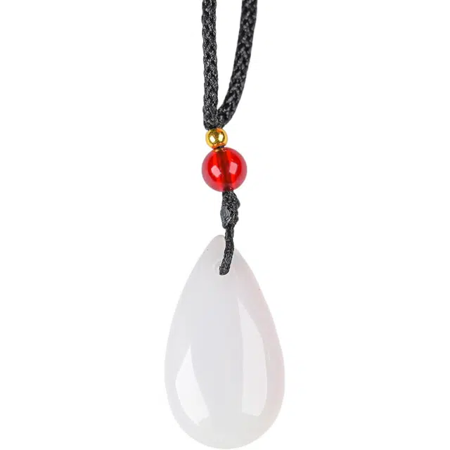 灵晔 平安喜乐 小众轻奢设计  玉润雨点 好运连连 复古简约通勤时尚百搭 玉髓 项链 男女同款情侣款