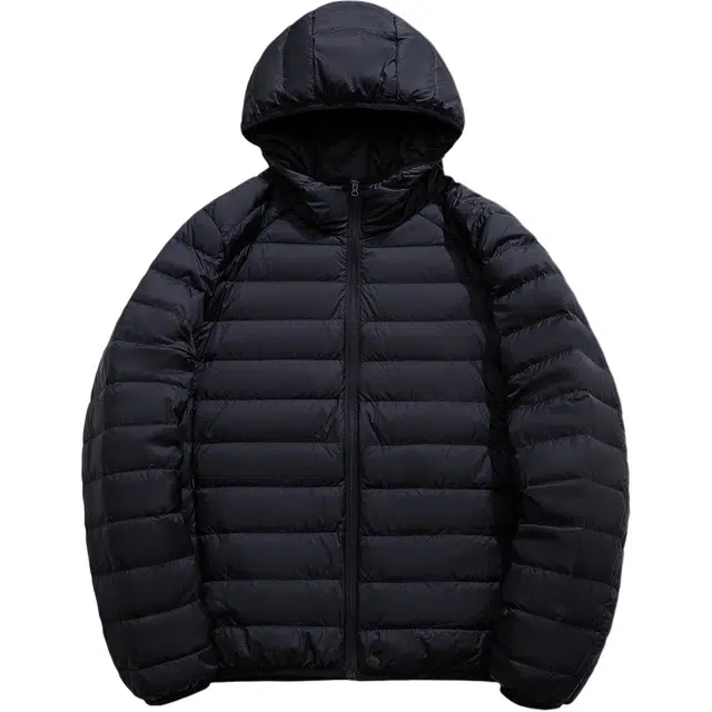 鸭鸭 纯色舒适时尚连帽轻薄羽绒服 男款
