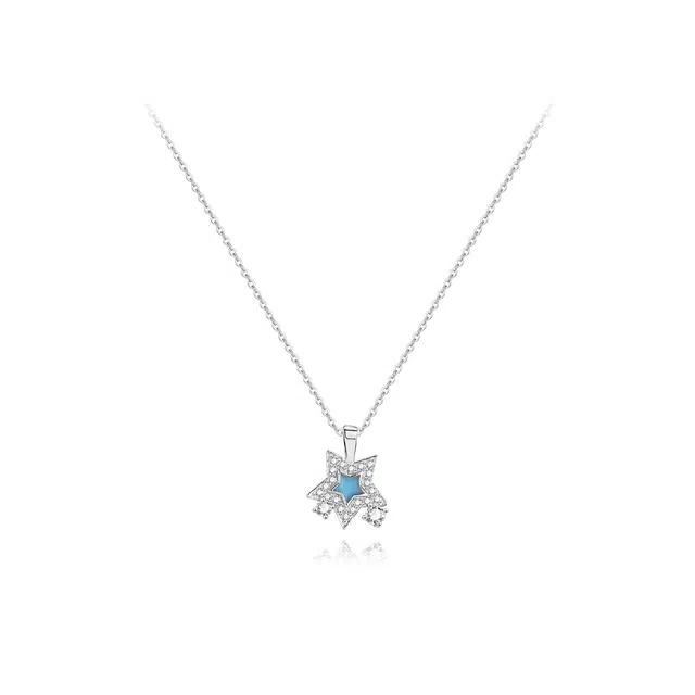 【纯银999】 六桂福珠宝 星星 小众设计经典百搭日常简约高级感精致轻奢极简通勤温柔气质可调节锁骨链 足银 项链 女款