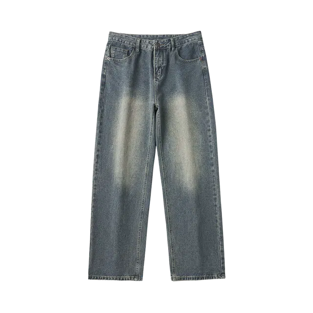 童先森 高级感美式复古水洗直筒潮牌痞帅高街长裤子牛仔裤 男款