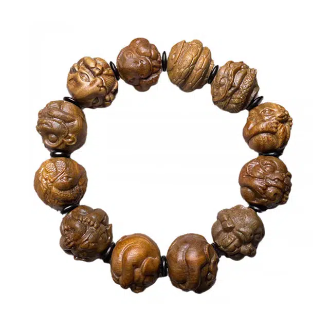 钵提 高密精雕生肖#好运 绿檀 手串 男女同款情侣款