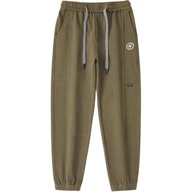 路杰邦 基础款简约纯色松紧腰长裤子宽松百搭束脚柔软舒适免烫休闲裤 男款