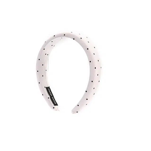 如花梦 甜美系温柔波点斜格纹个性百搭 布艺 发箍 女款