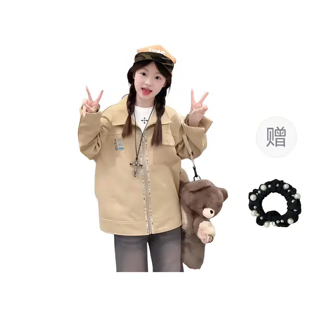 雾闪闪 美式刺绣设计感情侣百搭宽松工装夹克 女款