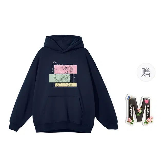 棉购 连帽加绒加厚长袖上衣外套个性潮流休闲舒适卫衣 女款